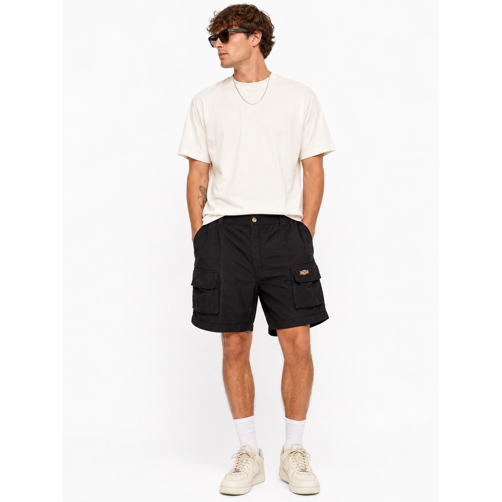 Guide Gear Cargo Shorts Mens XL Black Nylon Mesh Lined Elastic Waist Gorpcore